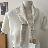 Korean Design Wool Blend Knitted Triangle Scarf for Women, Autumn Winter Decorative Shawl Neck Warmer