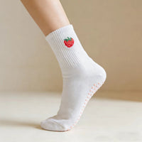 Women's Non-Slip Yoga Pilates Barre Socks Mid-Calf Cotton Grip Socks for Fitness Dance