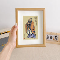 Confucius Portrait Picture Frame for Desk Decor, Inspirational Study Room Ornament