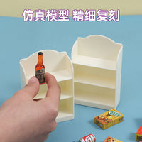 Miniature Supermarket Shelf Dollhouse Accessory with Simulated Snacks and Drinks
