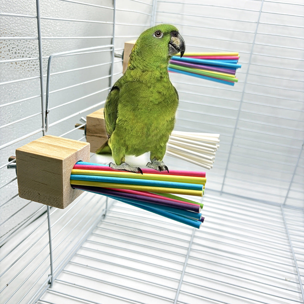 Natural Wood Perch Platform for Birds, Hamsters, Rabbits, Chinchillas - Small Pet Cage Accessory
