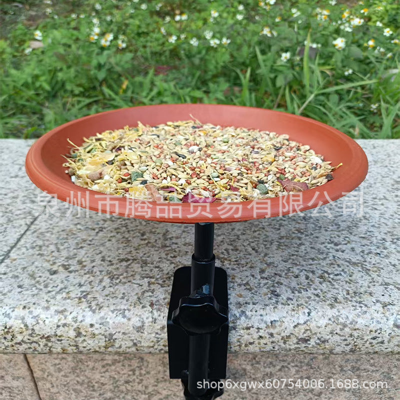 Detachable Bird Feeder and Bath Stand for Railings, Patios, and Gardens
