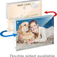 Acrylic Photo Frame Clear Freestanding Double-Sided Magnetic Display for Desktop