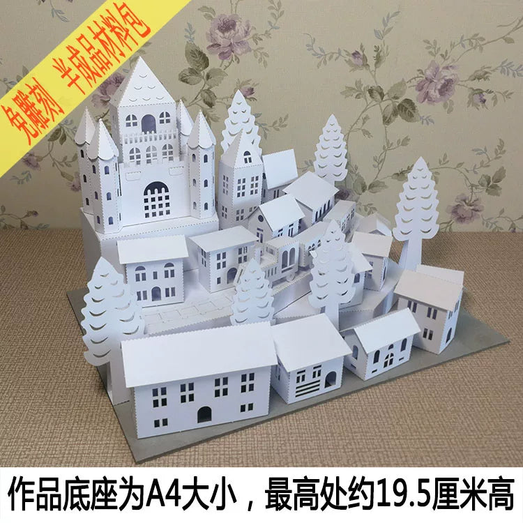 3D Paper Craft Castle Village Model Kit for Students