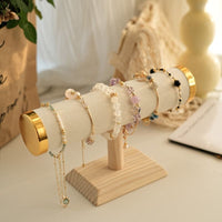 Jewelry Display Stand with Wooden Base for Bracelets, Watches, and Small Ornaments