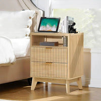 Modern Minimalist Nightstand with Storage Drawer and Shelf