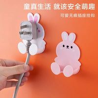 Multifunctional Rabbit Wall Hooks for Power Cords and Plugs, Punch-Free Adhesive Organizer for Kitchen and Home