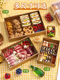 Disposable Kraft Paper Lunch Box Set with Lids for Picnics, Camping, and Outdoor Events