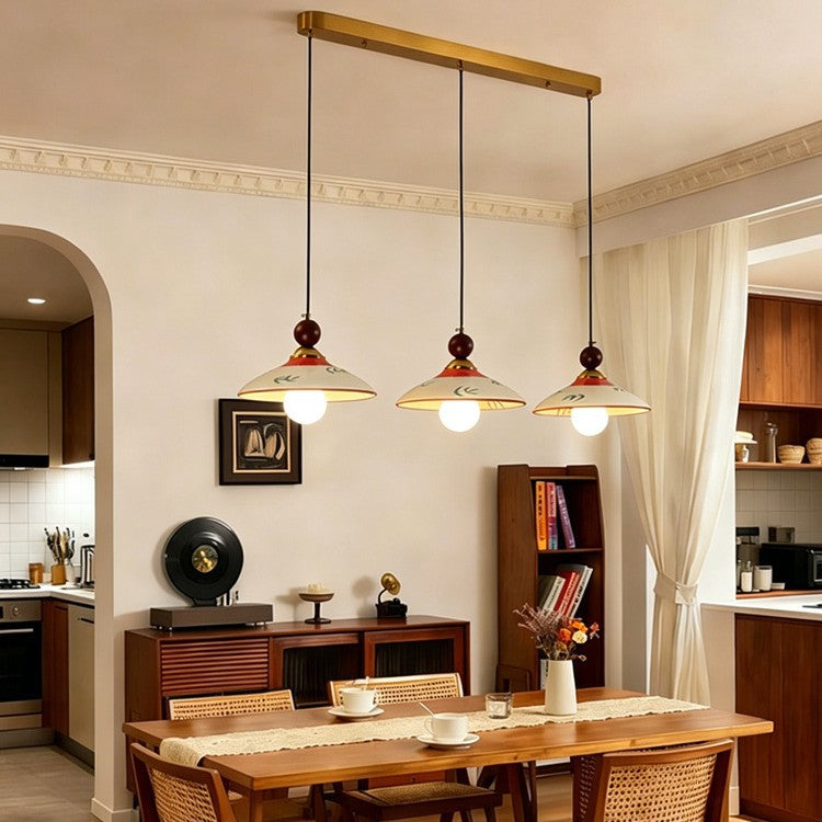 Vintage Hand-Painted Ceramic Pendant Light for Dining Room, Bar, and Entryway