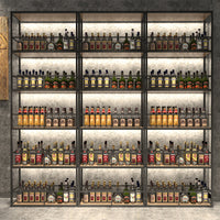 Minimalist Iron Wine Rack with Lights for Bar Commercial Use, Winery Display Shelf, Floor-standing Grape Beer Cabinet