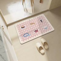Cartoon Diatomaceous Earth Bath Mat Quick Dry Non-Slip Absorbent Floor Mat for Bathroom Shower Entrance
