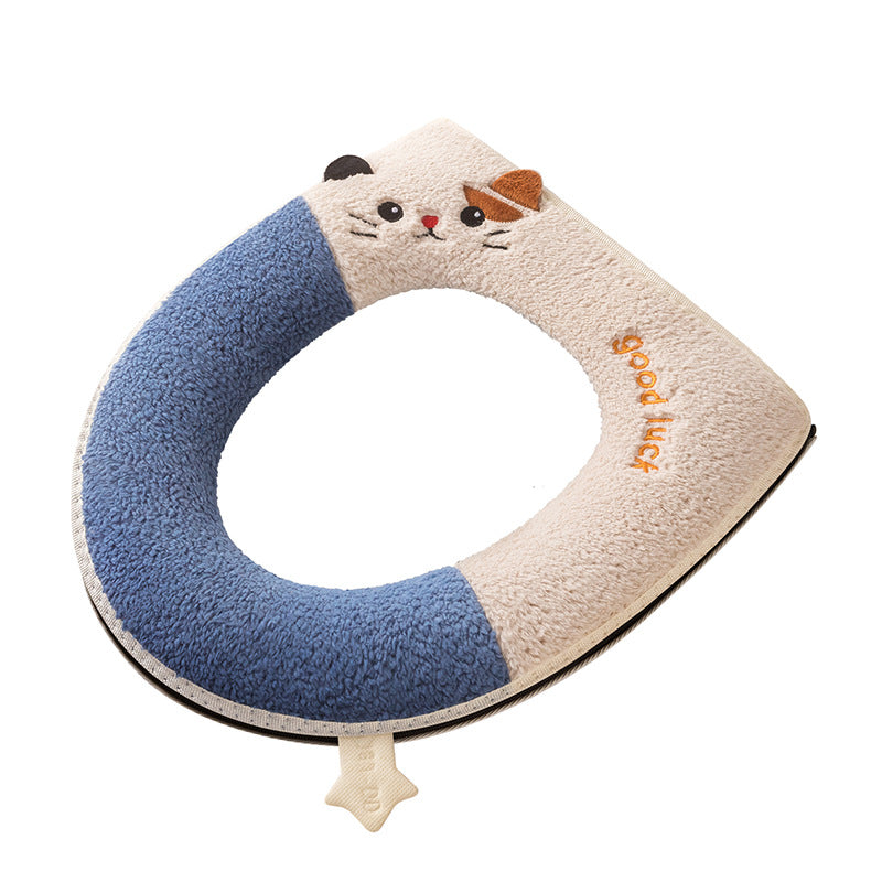 Thickened Portable Zip Toilet Seat Cover, Plush Toilet Seat Cushion for Winter, Home Toilet Lid Cover