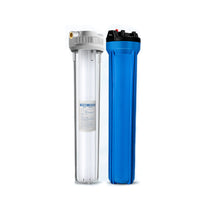 20-inch Water Filter Housing with Brass Thread Ports - Clear or Blue Bottle for Whole House Filtration Systems