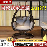 Indoor Outdoor Wicker Rattan Swing Chair with Stand and Cushion, Double/Single Seater Hanging Basket Chair for Patio Balcony Garden