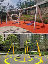 Kids Outdoor Large Swing and Slide Combination Set with Thickened Steel Pipe for Yard Park