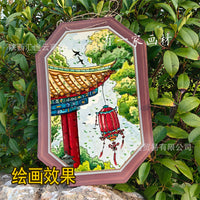 A3 Octagonal Vintage Style Art Creative Painting Retro Border Cardboard Wood Grain Frame Printed White Card Paper