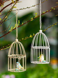 Mini Bird Cage Iron Art Hollow Ornament for Garden Patio Green Plants DIY Hanging Decoration