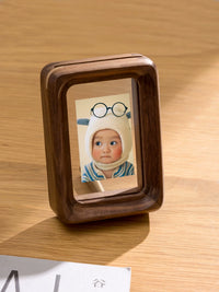 Mini Solid Wood Double-Sided Transparent Photo Frame for Displaying Pictures