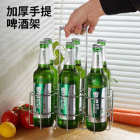 Portable 6-Bottle Wine Carrier Basket for KTV Bar Delivery, Thickened Durable Beer Rack
