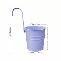 Detachable Metal Hanging Planter Basket with Tray for Balcony Railing & Garden