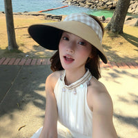 2026 New Wide Brim Straw Empty Top Hat for Women Summer Beach UV Protection Sun Hat
