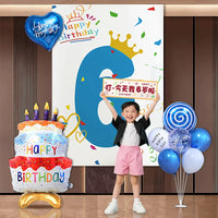 Boys' 1st-12th Birthday Party Decoration Set with Backdrop, Balloons & Handheld Banner