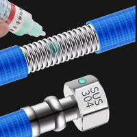 304 Stainless Steel Corrugated Water Heater Inlet Hose, 4-Point Metal Explosion-Proof Hot/Cold Water Pipe for Home Use