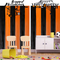 2026 Halloween Banner & Fringe Curtain Party Decoration Set with Felt Bat Garland