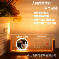 Personalized UV Printed Acrylic Photo Night Light with Wooden Base, Dimmable LED Desk Lamp for Ambiance and Gifting
