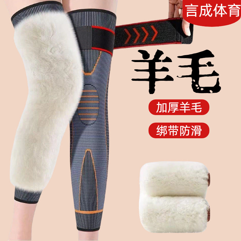 Wool Lined Knee Brace for Warmth and Joint Support, Non-Slip Thickened for Winter