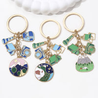 Cartoon Outdoor Tent Hiking Metal Keychain Bag Charm