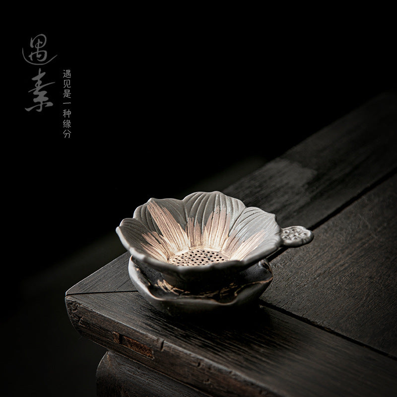 Chinese Zen Lotus Ceramic Tea Strainer Filter Funnel