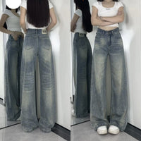Women's Retro High-Waist Wide-Leg Jeans with Drape