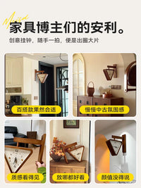 Mishida Solid Wood Double-Sided Corner Wall Clock Silent Creative Rotating Triangle Clock for Living Room