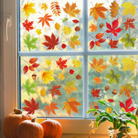 Autumn Maple Leaf Window Clings for Thanksgiving & Fall Decor