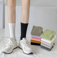 Women's Japanese Style Cotton Crew Socks - Breathable & Sweat-Absorbent