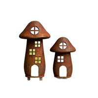 Retro Rusty Iron Hollow House Garden Stake Metal Craft Outdoor Decoration Ornament