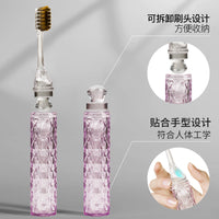 Portable Folding Toothbrush with Soft Bristles and Crystal Handle