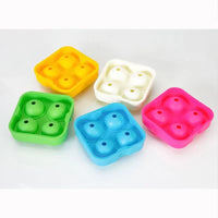 Silicone 4-Sphere Ice Ball Maker Tray with Lid for Whiskey and Cocktails
