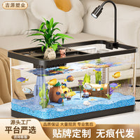 Aquarium Fish Tank with Integrated Filter and Oxygenator for Home Desktop