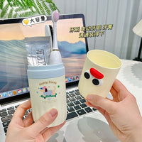 Portable Travel Toothbrush Holder and Mouthwash Cup Set for Students and Home Use