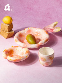 CONGSTUDIO Hand-Painted Ceramic Dinnerware Set - Korean Style Underglaze Dessert Plates & Salad Bowls