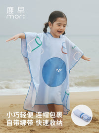 Kids Quick-Dry Hooded Swim Poncho Towel for Beach and Pool