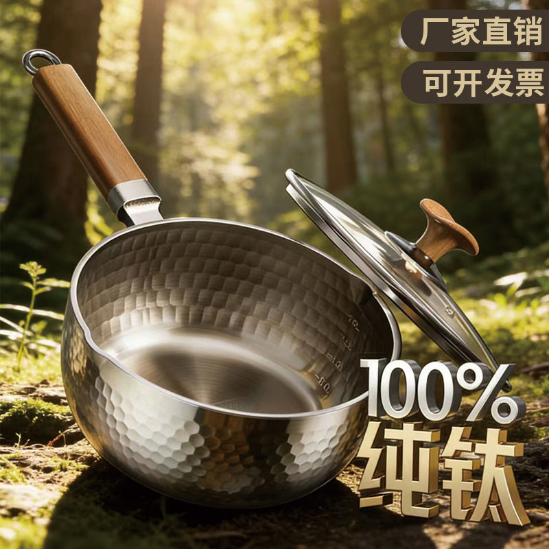 3-Layer Titanium Non-Stick Milk Pot with Lid, Small Saucepan for Baby Food, Noodles, Frying, and Steaming