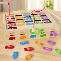 Magnetic Letter & Shape Fishing Game Wooden Montessori Educational Toy for Kids