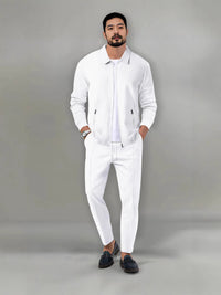 Men's Waffle Knit Casual Tracksuit Set - Zip-Up Cardigan & Pants