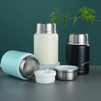 Portable 304 Stainless Steel Vacuum Insulated Food Jar with Spoon, Hot Food Container for Lunch