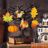Thanksgiving Autumn Maple Leaf Pumpkin Squirrel Wooden Slice Hanging Ornaments for Party Decoration