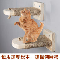 Solid Wood Cat Climbing Ladder Wall-Mounted Cat Tree Steps for Cages and Walls, Space-Saving Design