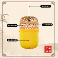 Chinese Style Bamboo Woven Oil Paper Lantern Pendant Light for Restaurant Teahouse Hotpot Shop